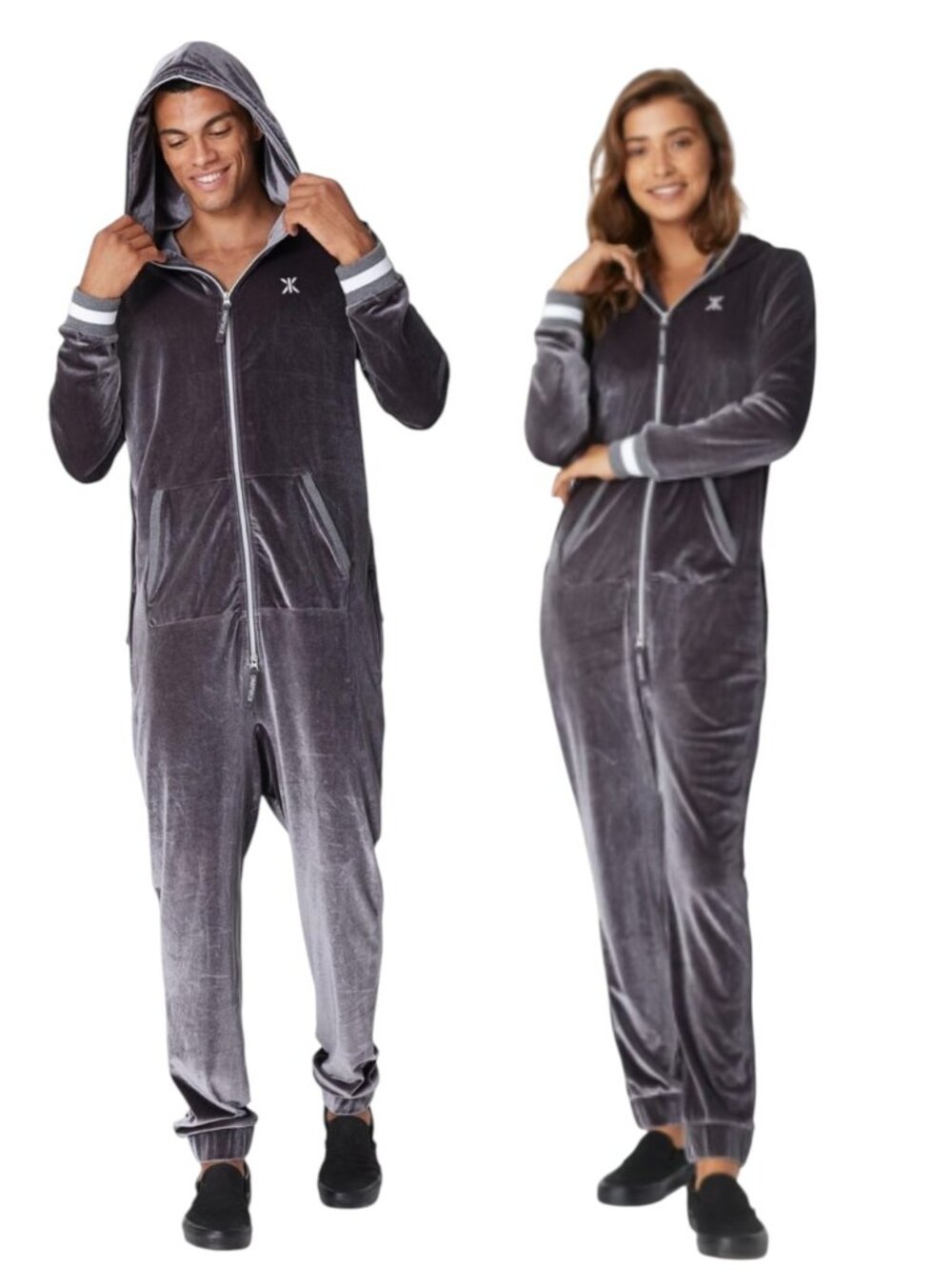 OnePiece Velour Onesie Jumpsuit Hooded Loungewear Dark Gray Unisex Norway Size L